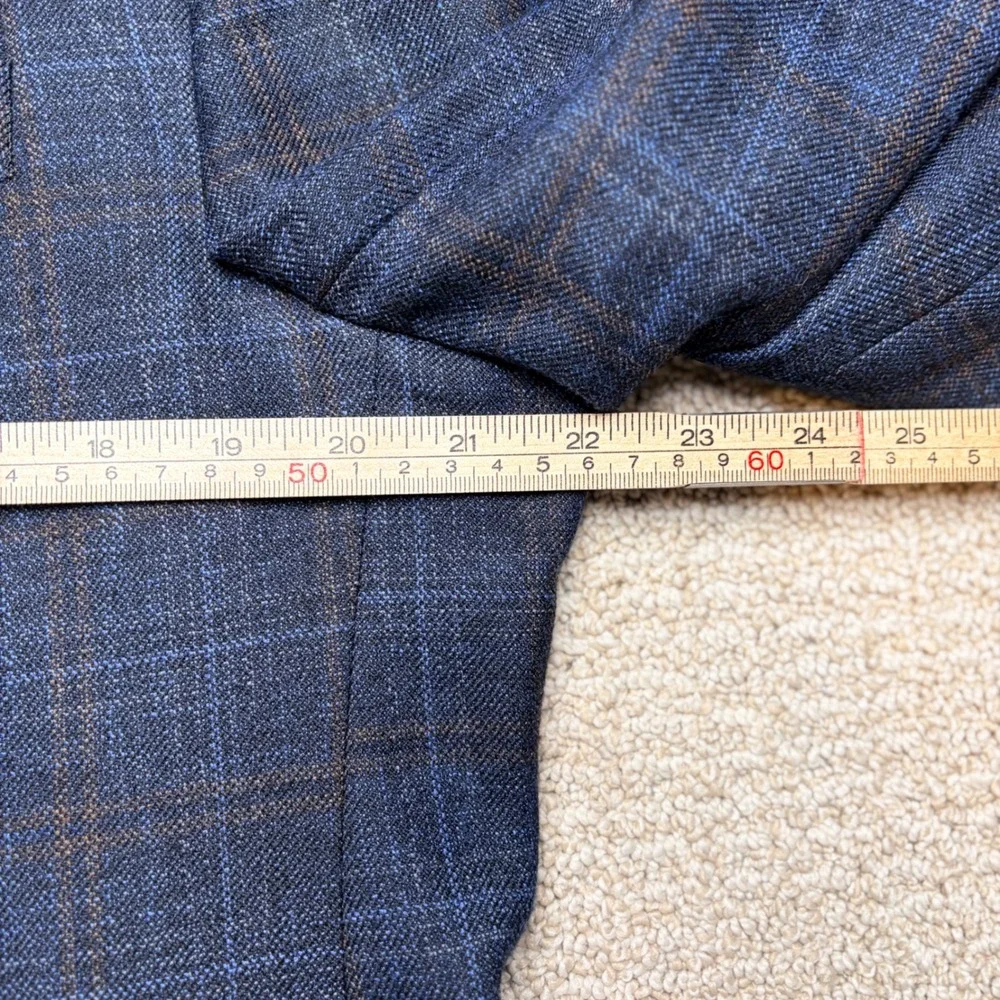 David Donahue 44R Carey SPJ Blue Plaid Wool Bamboo Sport Coat Blazer